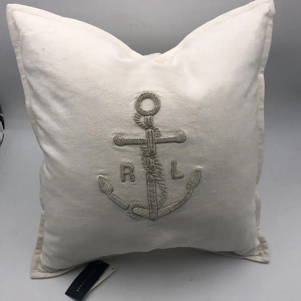 Ralph Lauren Carlea Anchor Bullion Throw Pillow In White